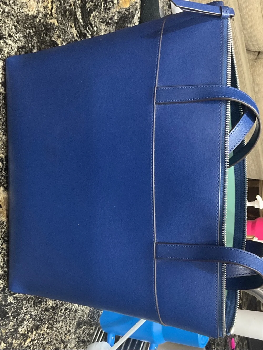 kate spade cobalt blue leather tote